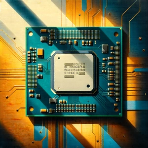 Tech Pastel Drawing: Close-up of microprocessor