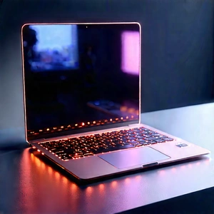 Laptop with glowing screen