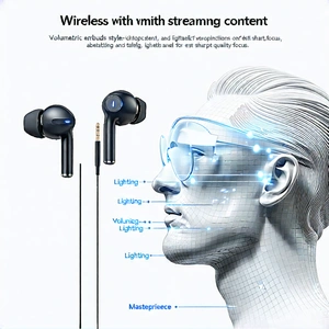 Tech Diagram Style: Wireless earbuds with streaming content