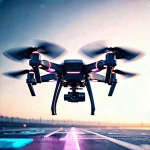 Drone With Data Visualization With Black Drone
