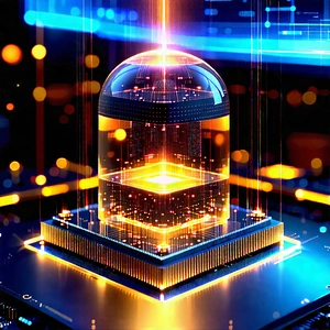 Tech Macro Photography: Quantum computer with laser scanning