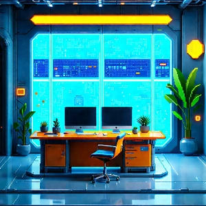 Futuristic Tech Startup Office With Image, There