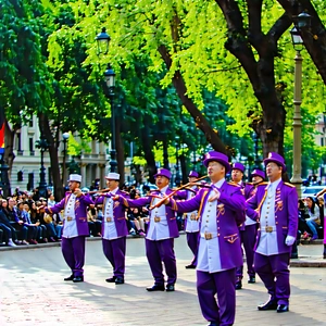 Urban Hdr Photography: City park with street performance