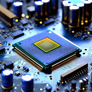 Tech Tilt-Shift Photography: Close-up of microprocessor