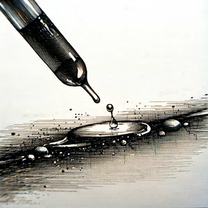 Abstract Ink Drawing: Macro view of chemical reaction