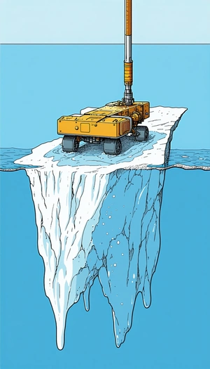 A Large Yellow Vehicle, Possibly A Tank Or A Truck, Driving On A Frozen Lake