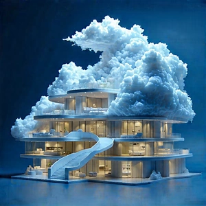 Tech Architectural Photography: Cloud Computing Visualization With Large, White,