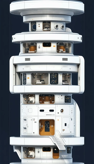 A White Space Ship Is Shown In A Three-dimensional View