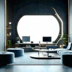Futuristic Tech Startup Office With Image, There
