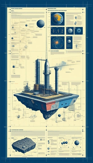 A Large Ship Is Shown In A Blueprint, With A Large Tower In The Middle