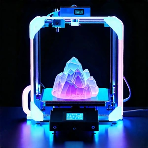 3d Printer With Neon Accents With Printer Action,