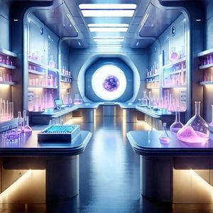 (futuristic:1.15) Research Laboratory With Image, There