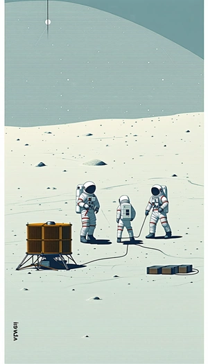 In The Image, There Are Three Astronauts Standing On A Barren