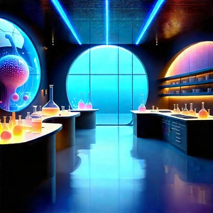 Futuristic Research Laboratory With Image, There