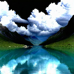 Nature Concept Art: Storm Clouds Over Alpine Lake With Serene Lake