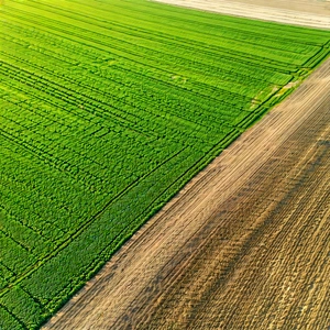 Nature Macro Photography: Aerial View Of Agricultural Fields With Large, Lush