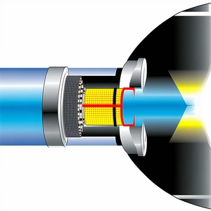 A Blue Tube Is Shown In A Close-up View, With A Yellow Light Shining Through It