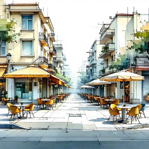 Urban Diagram Style: Urban Street With Outdoor Seating With Image, There