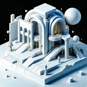 Tech Isometric Design: Educational Technology In (design:1.27) Studio With White Building