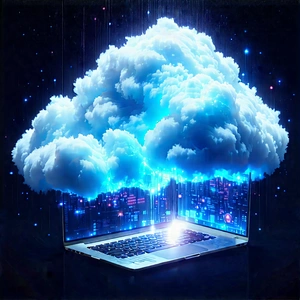 Cloud Computing Visualization With Laptop Computer