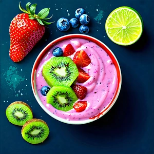 Lifestyle Vector Art: Smoothie Bowl Prepared With Fresh Ingredients With Bowl Filled