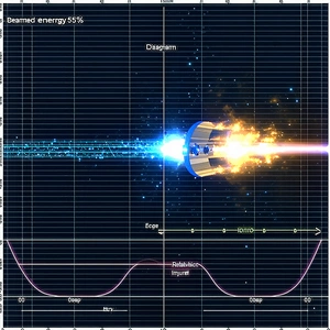 The Image Is A Graphic Representation Of A Spaceship Traveling Through Space