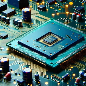 Tech Lithograph: Close-up of electronic circuit