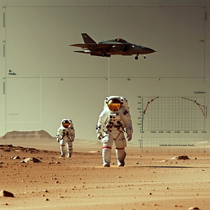 In The Image, There Are Three Astronauts Standing On A Dirt Field, Possibly On A Planet