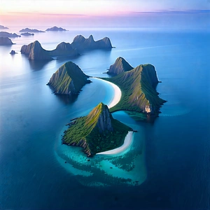 Nature Long Exposure Photography: Aerial View Of Coastal Islands With Beautiful Blue