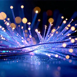 Close-up Of Fiber Optic Cables With Close-up Blue