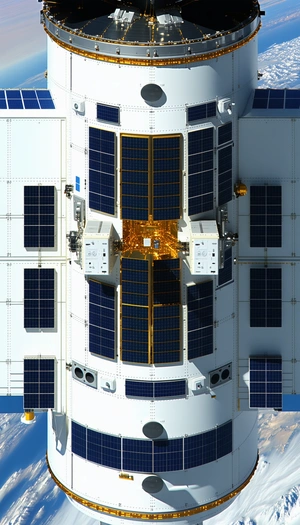 A Spacecraft With A Large Solar Panel On Its Side