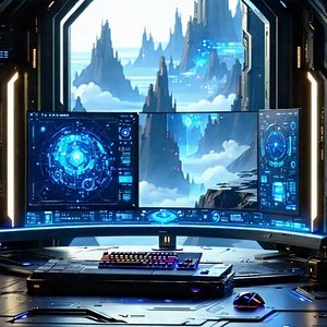 Futuristic digital workspace