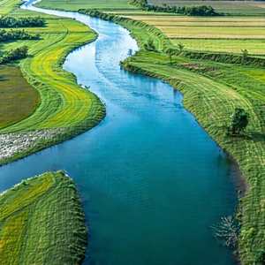 Nature Macro Photography: Aerial view of winding (river:1.33)