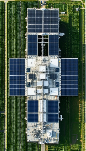 A Large Solar Panel Is Located In The Middle Of A Field