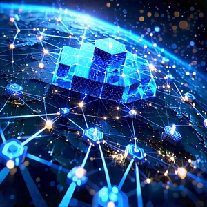 Blockchain Network Visualization With Blue White
