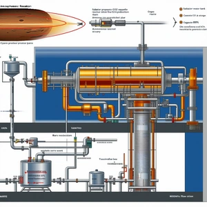 A Diagram Is Shown Of A Chemical Plant, With A Large Orange Pipe In The Center