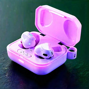 Wireless Earbuds With Glowing Screen With Pink Case