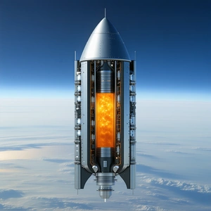 A Rocket Ship Is Shown In A Space Environment