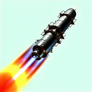A Rocket Is Shown In The Image, With Its Engine Lit Up