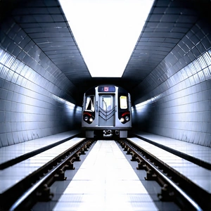 Urban Blender Artwork: City Subway In Financial District With Train Traveling