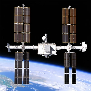 A Large Spacecraft With A Satellite Dish On Its Side