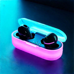 Wireless Earbuds With Glowing Screen With Pair Pink
