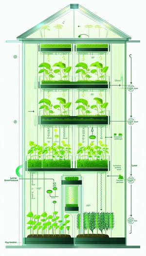 A Large Greenhouse Is Filled With Many Plants, Including A Variety Of Leafy Greens