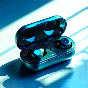 Wireless Earbuds With Holographic Display With Pair Blue