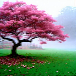 Nature Landscape Photography: Cherry Blossoms In Misty Environment With Beautiful Pink
