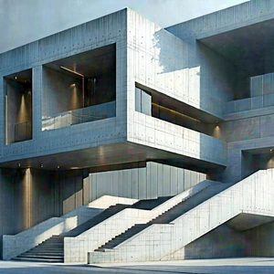 Abstract Brutalist Design: Smooth Forms With Large, Modern