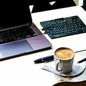 Business Professional Photography: Workplace With Laptop And Coffee On Desk With Laptop Computer