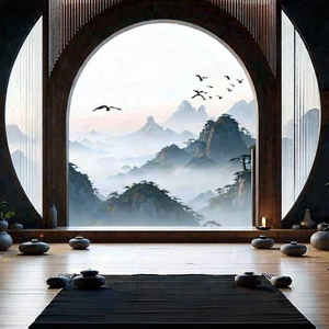 Lifestyle Product Photography: Wellness Scene With Meditation Space With Image, There
