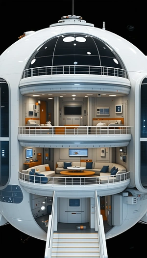 computer-generated (CGI) depiction futuristic living