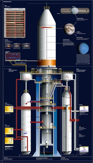 A Large, Blue And White Space Shuttle Is Shown In A Diagram, With Various Parts Labeled